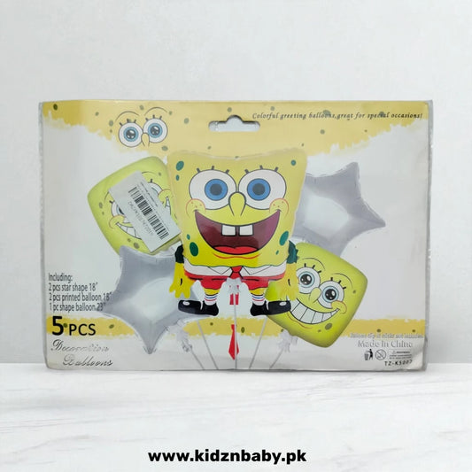 SpongeBob Theme Combo Foil Balloons Set 5 Pieces for Kids Birthday Decoration in Pakistan