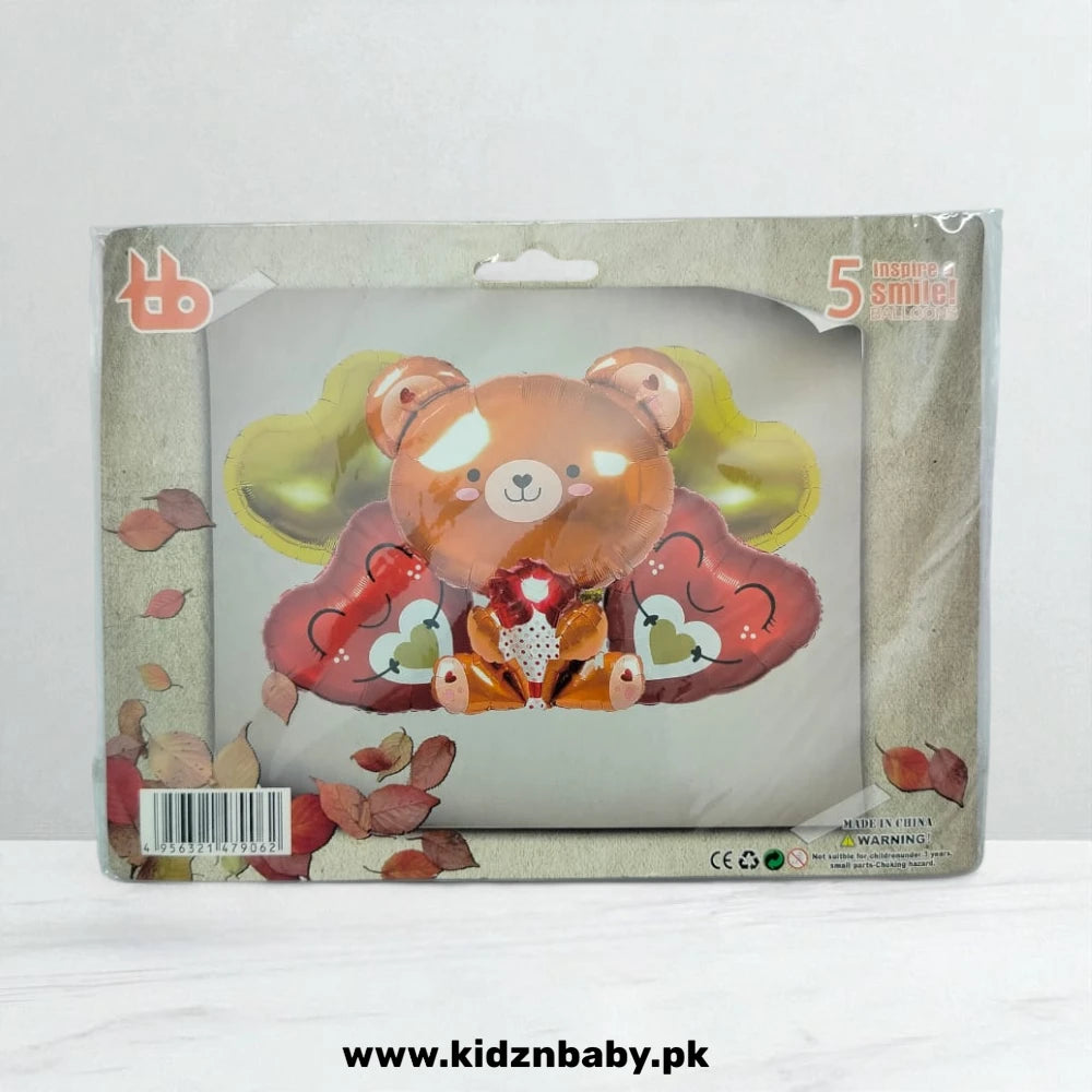  Teddy Bear Theme Balloons Set - 5 Pcs