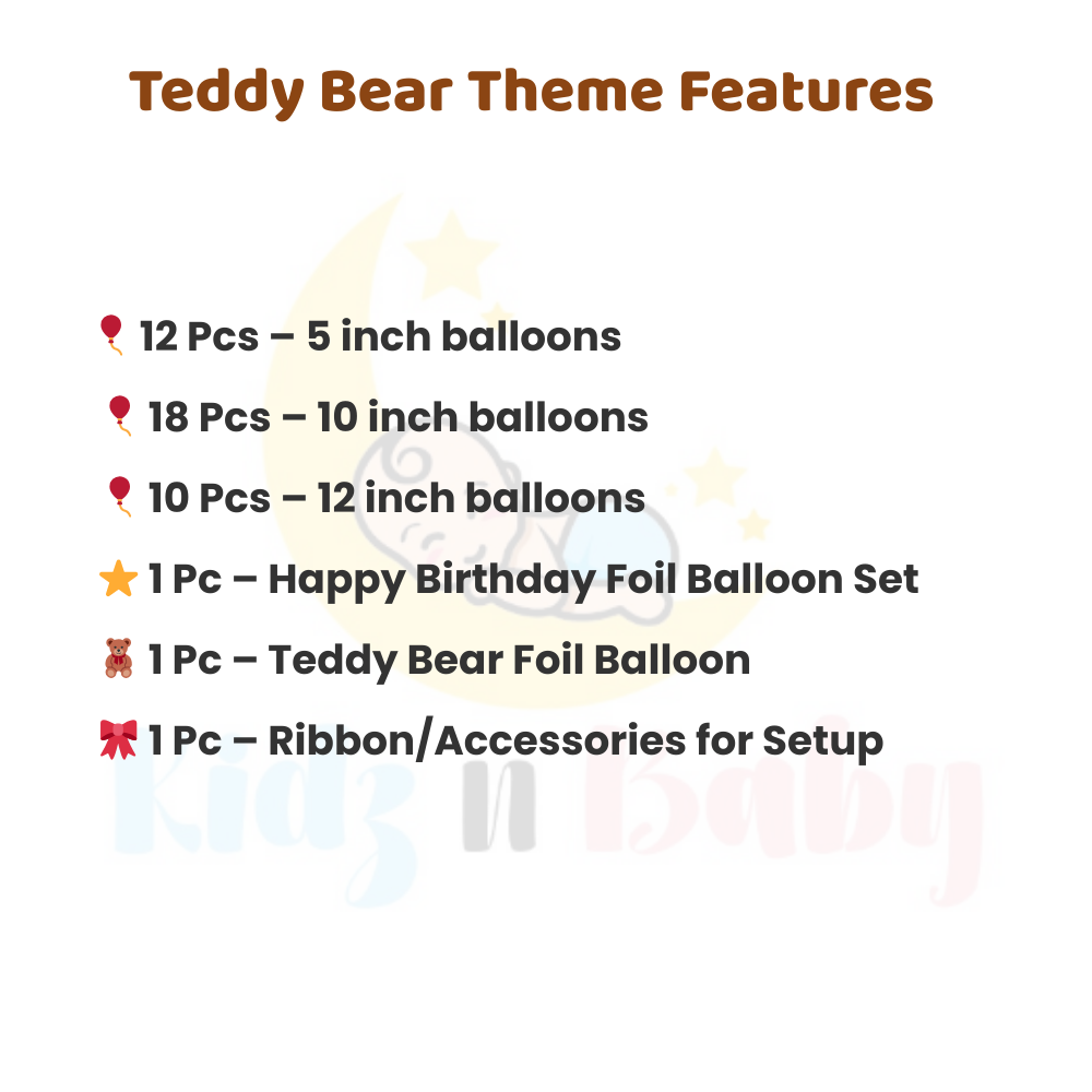 Adorable brown teddy bear combo party pack for a baby shower or first birthday