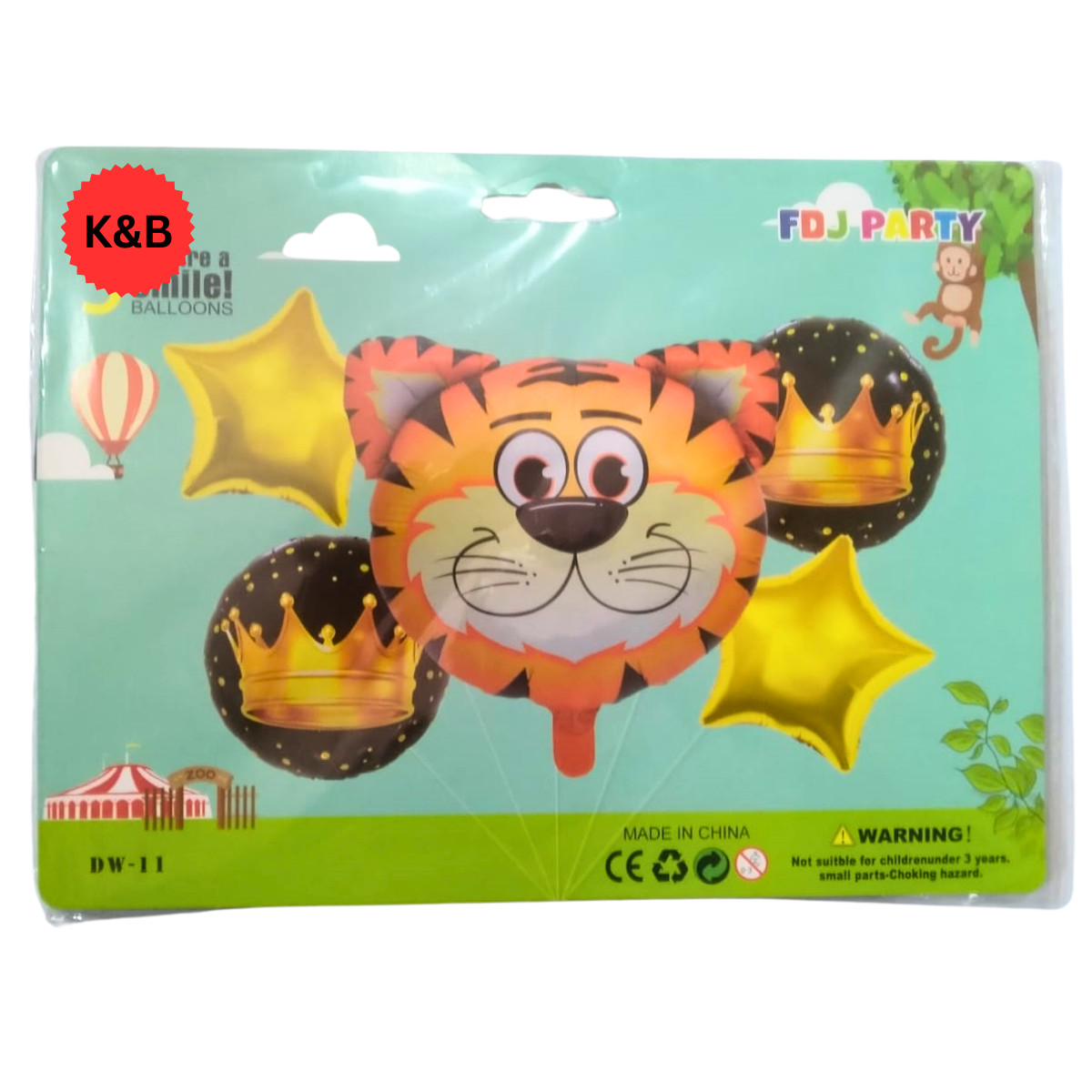 Jungle Theme Birthday Party Balloons 5Pcs