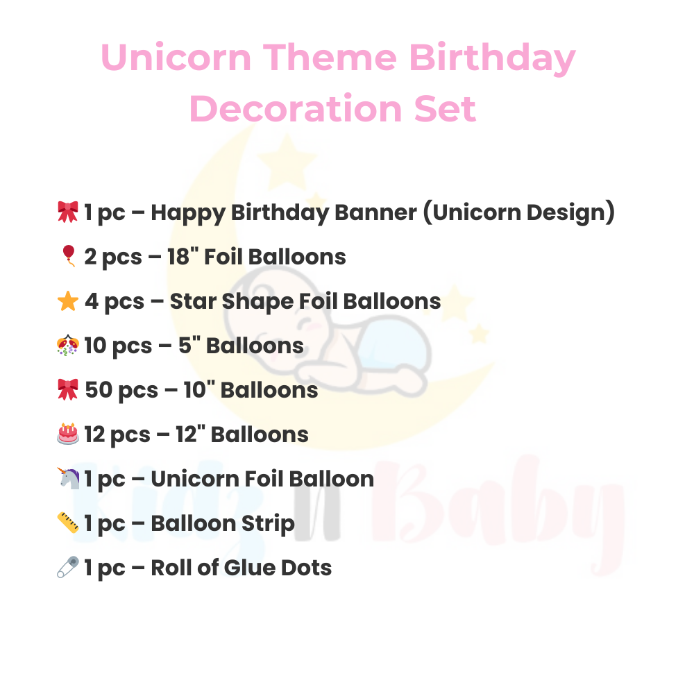 Unicorn Theme Decoration set for Happy Birthdays Parties