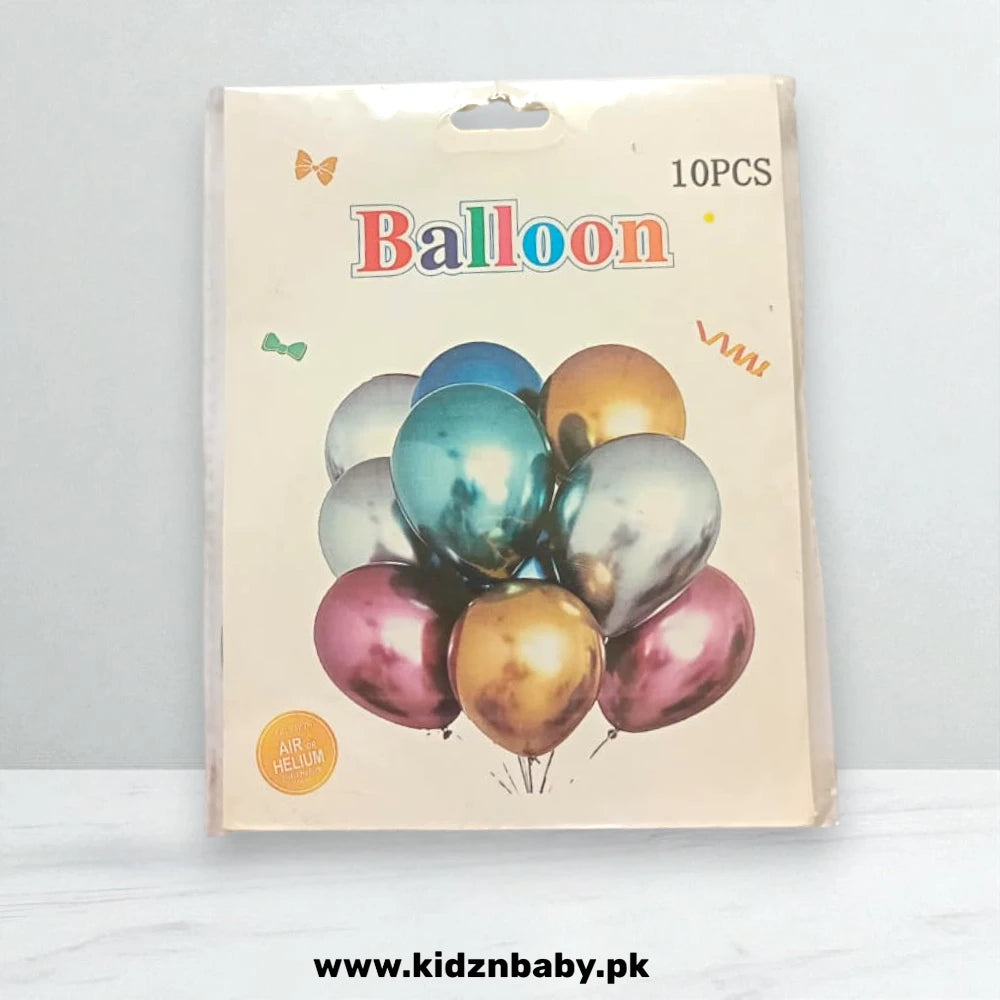 Metallic Multicolor Balloons Set (Pack of 10)