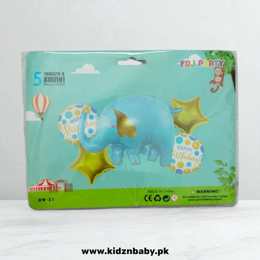 Elephant Jungle Theme Birthday Party Balloons 5 Pcs