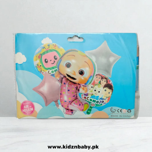 Cocomelon Pink New Birthday Theme Party Combo Set - 5 Pcs