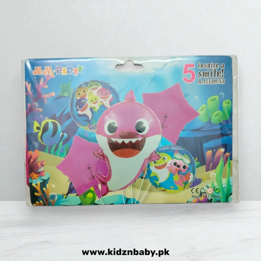 Baby Shark Pink Theme Party Balloons Set (5 Pcs)