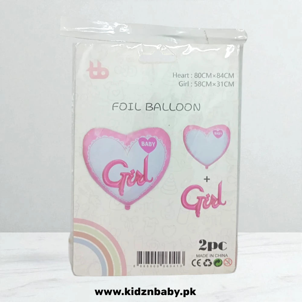 Baby Girl Heart Foil Balloon - Perfect for Birthday Decorations