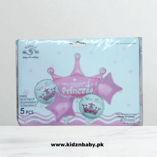 Princess Crown Happy Birthday Theme Combo Foil Balloons