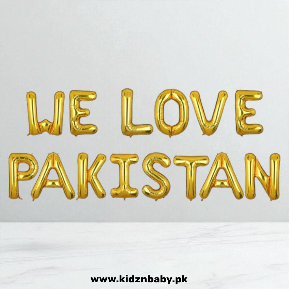We Love Pakistan Foil Letters Balloon