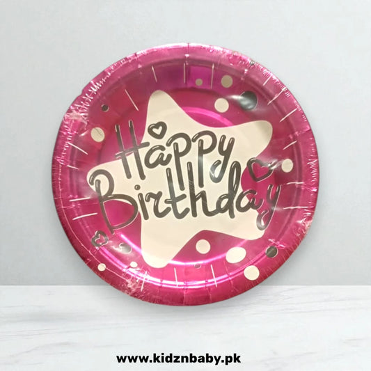 Happy Birthday Pink Disposable Plates (Pack of 10)