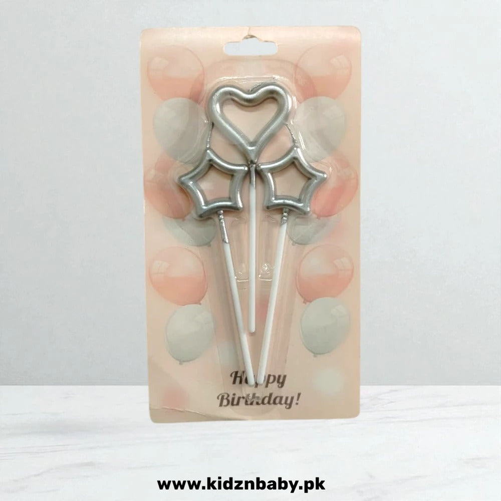 Heart and Star Shape Candle for Cake in Different Colors