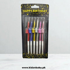 6 Pcs Thumb Up Curly Spiral Candle for Cake in Different Colors