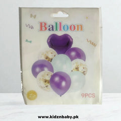 9 Pcs Confetti Latex Foil Heart Star Balloons Set