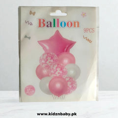 9 Pcs Confetti Latex Foil Heart Star Balloons Set
