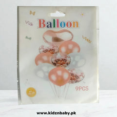9 Pcs Confetti Latex Foil Heart Star Balloons Set