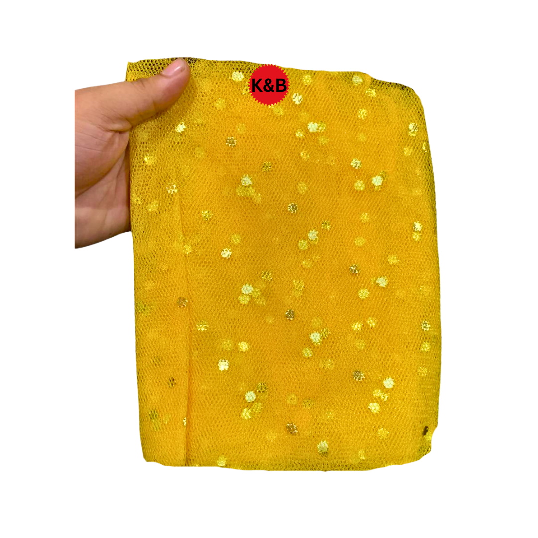 Dark Yellow Dotted net curtain