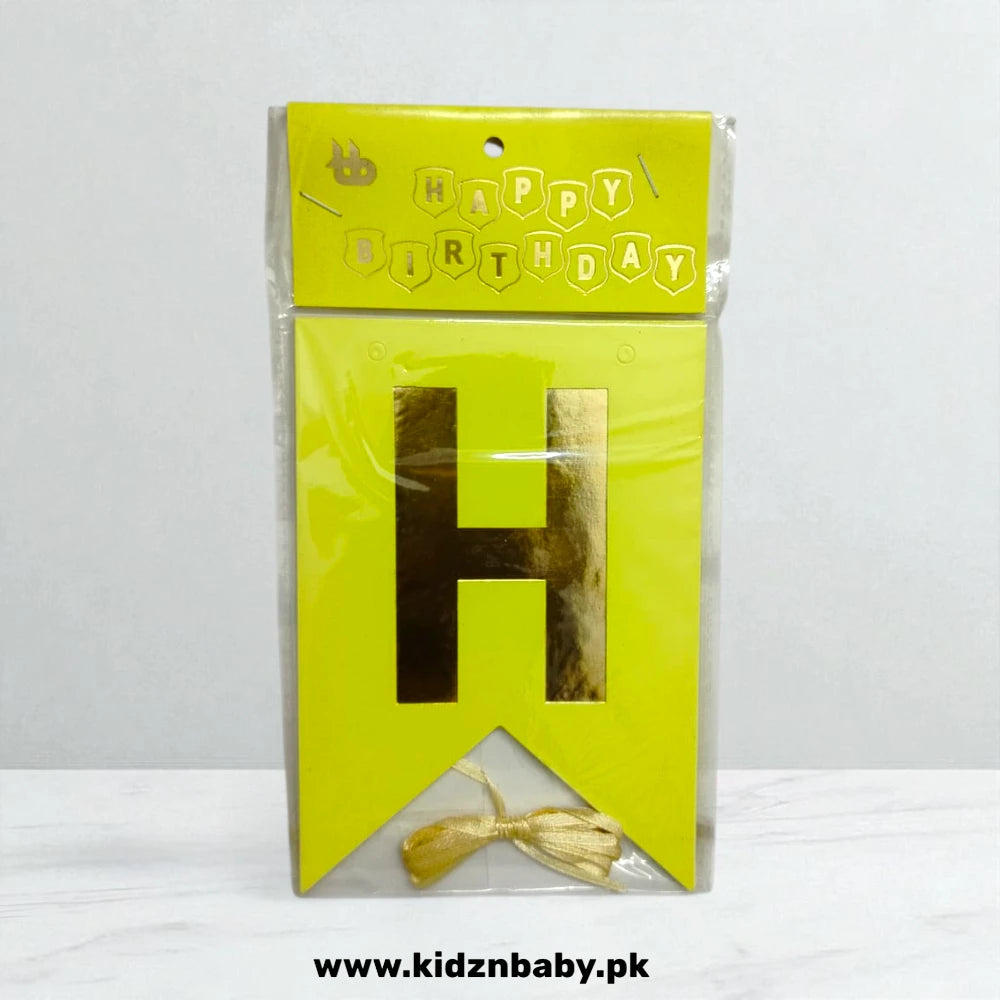 Yellow Happy Birthday Banner for Kids Birthday Celebration