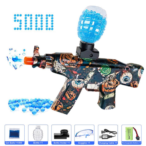 A-47 Gel Blaster Rechargeable Electric Toy Gun with 5000 Gel Balls - Black