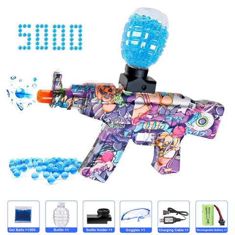 A-47 Gel Blaster Rechargeable Electric Toy Gun in Purple with 5000 Gel Balls