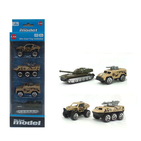 Army Vehicles Die Cast Cars Set with 4 Military Vehicles for Kids