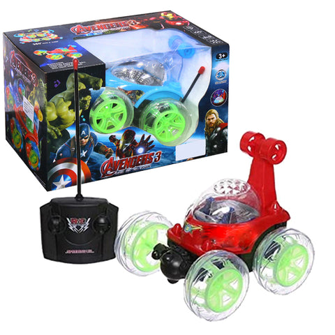 Avengers 360° Rotating Front Axle Stunt Car with 3D Lights and Music