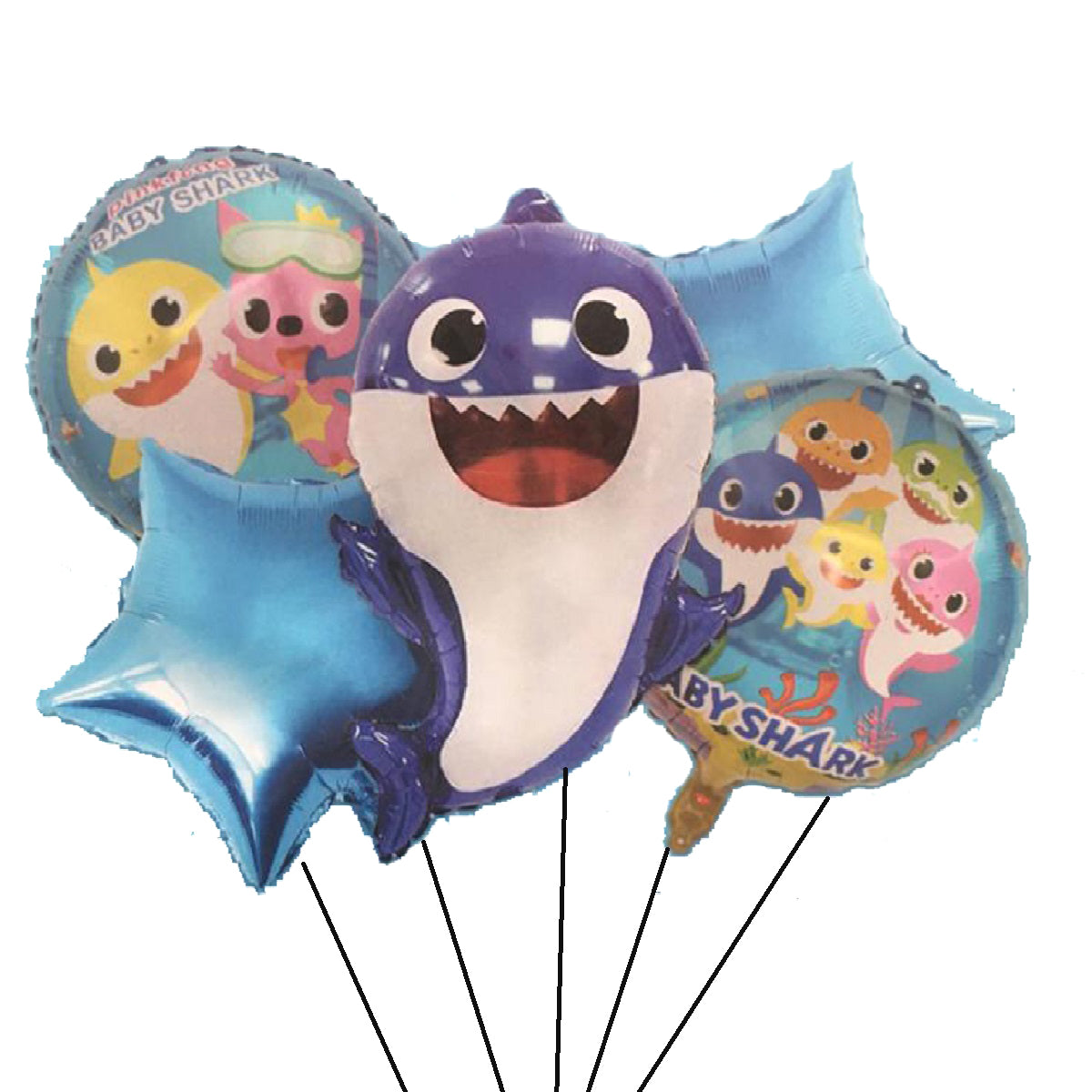 Baby Shark Theme Birthday Balloons Set - 5 Pcs