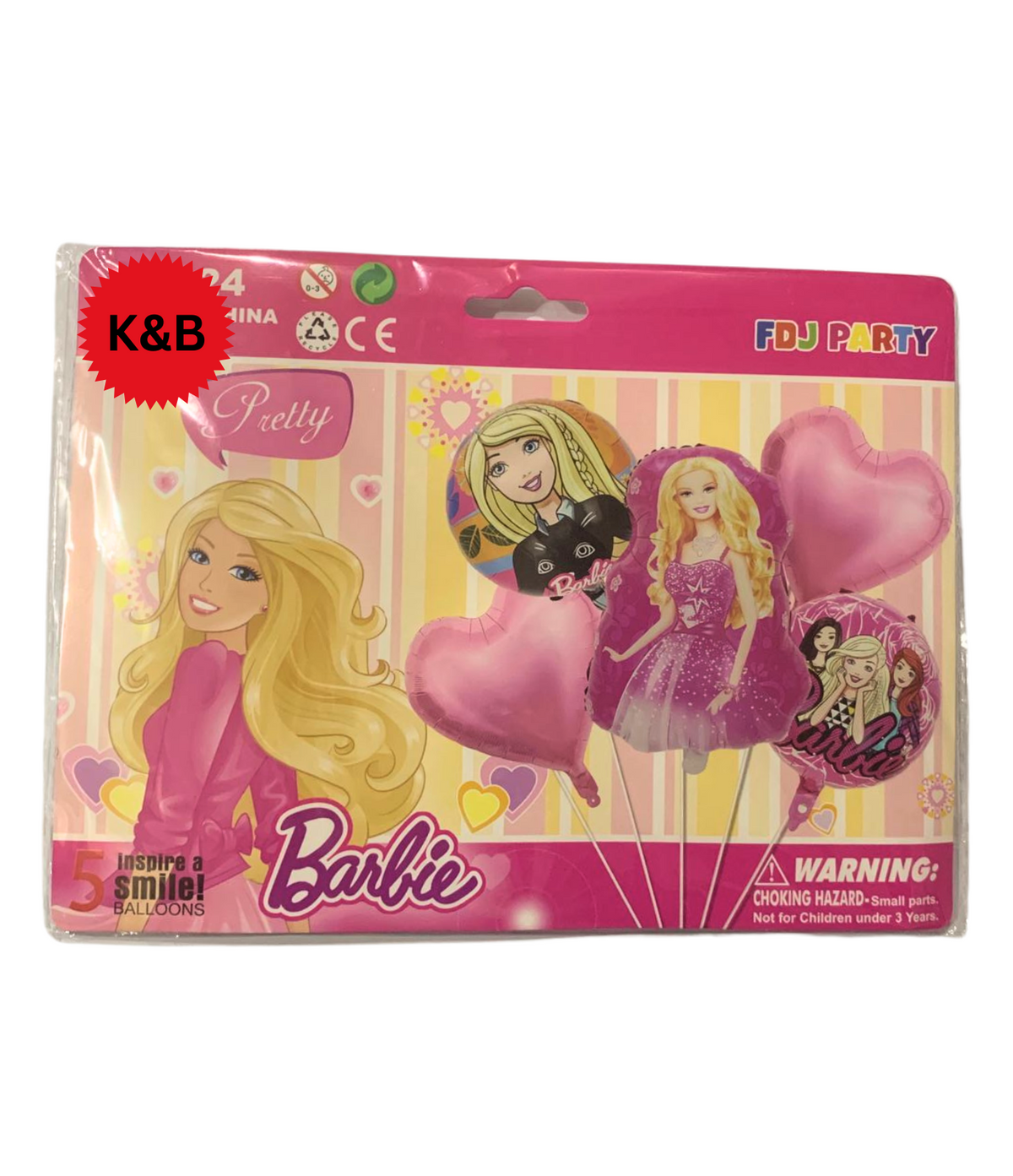 Barbie Birthday Theme Party Combo Set - 5 Pcs for Kids