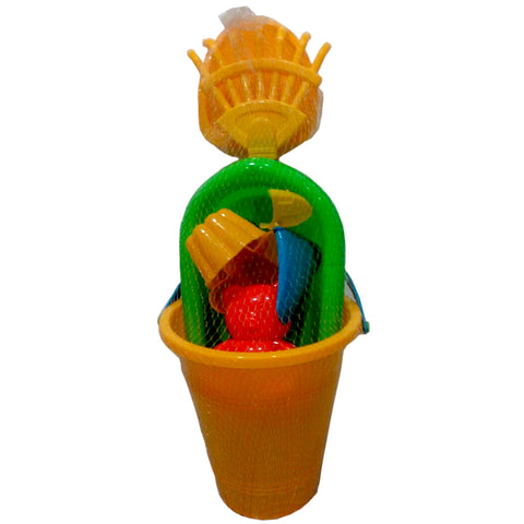 Beach Bucket Play Set for Kids with shovel, rake, and sand molds