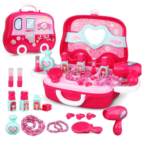 Beauty Pretend Play Set Briefcase in Pink for Kids - Educational Toy