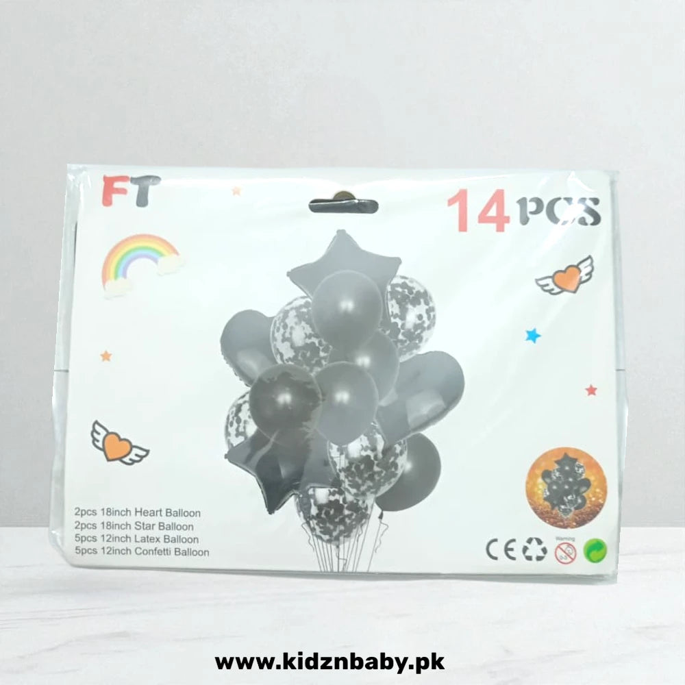 Black Confetti Heart & Star Foil Balloons Party Decoration in Pakistan