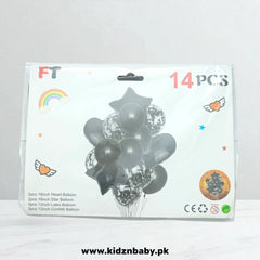 Black Confetti Heart & Star Foil Balloons Party Decoration in Pakistan