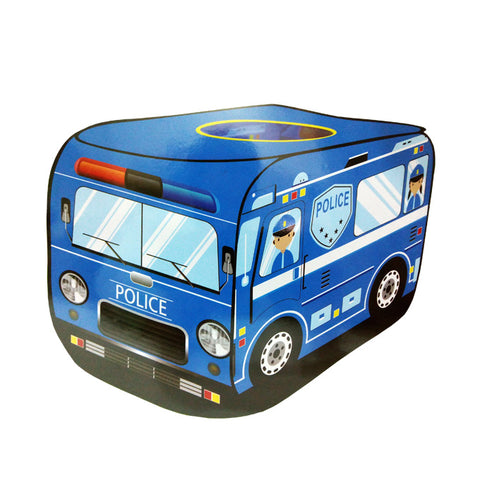 Blue Police Bus Pop Up Play Tent – Foldable Playhouse Tent for Kids