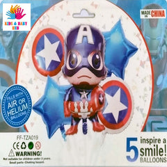 Captain America foil balloons pack of 5 for superhero themed parties