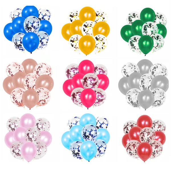 Confetti latex mix balloons - 10 pieces pack with vibrant confetti