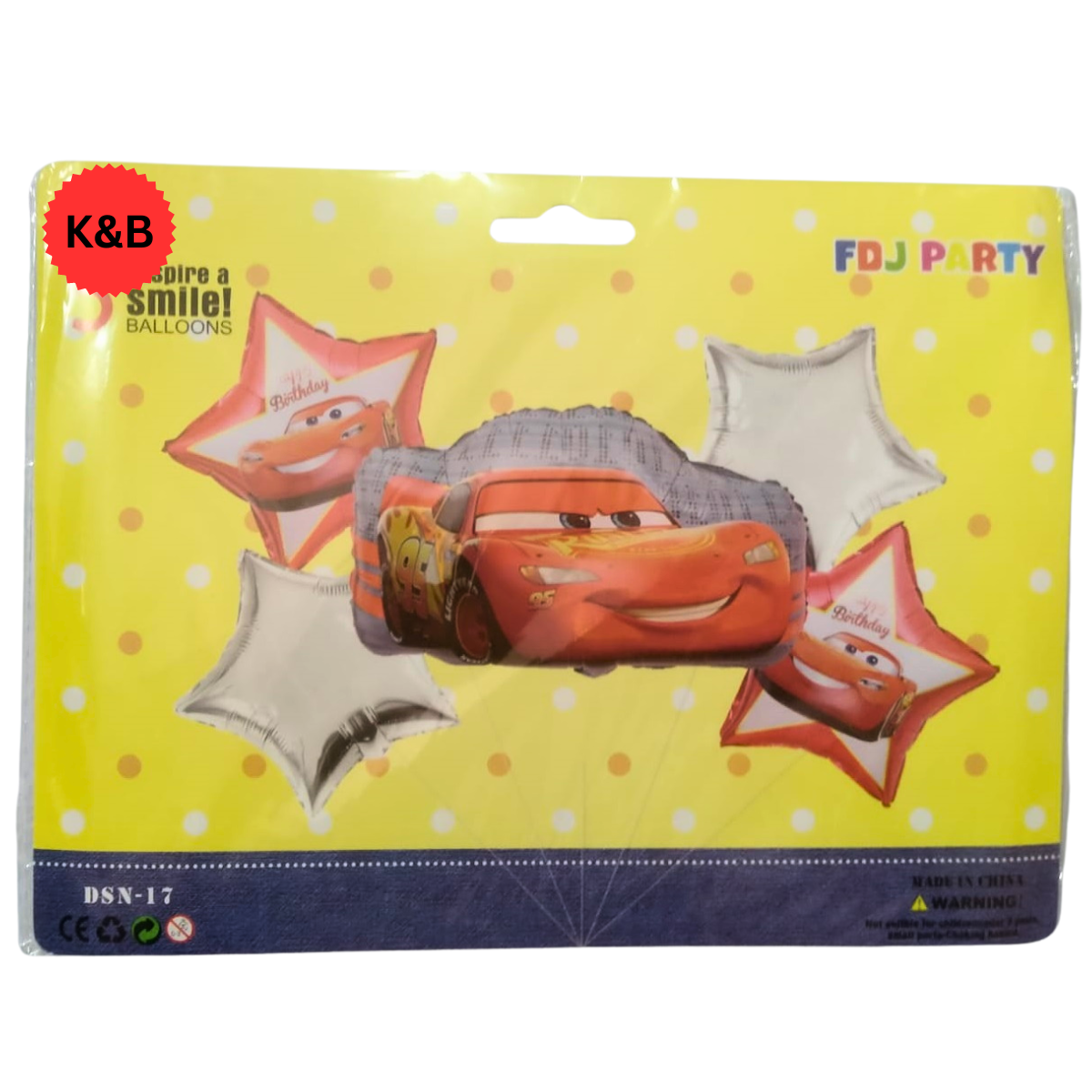 Disney Cars Theme 5-Piece Balloon Set for Boys' Birthday Decorations