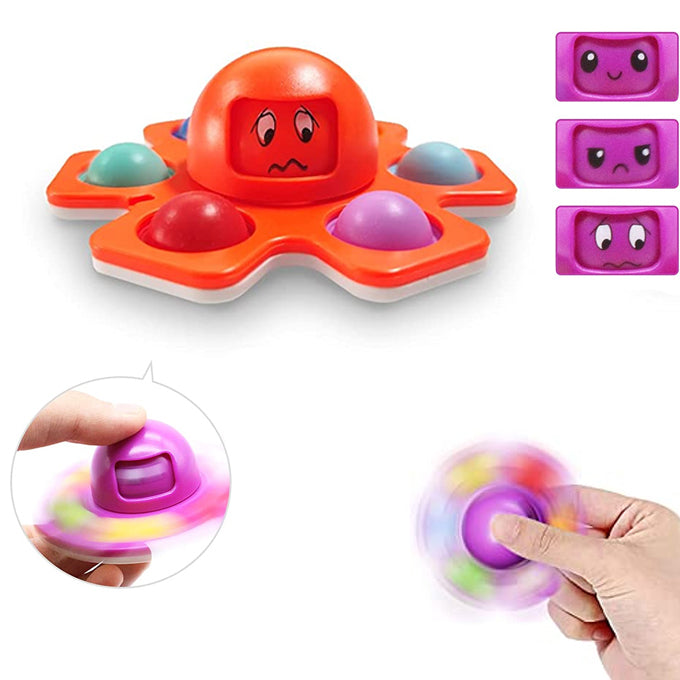 Face Changing Octopus Fidget Spinner Toy in Red