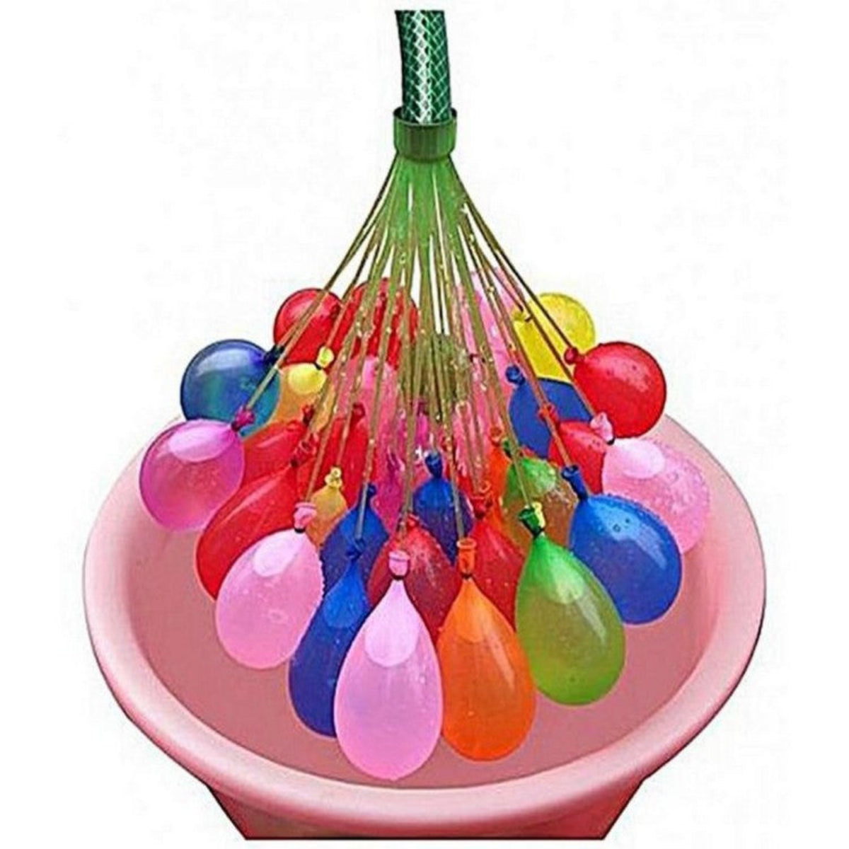 Child filling water balloons using tap with included nozzle