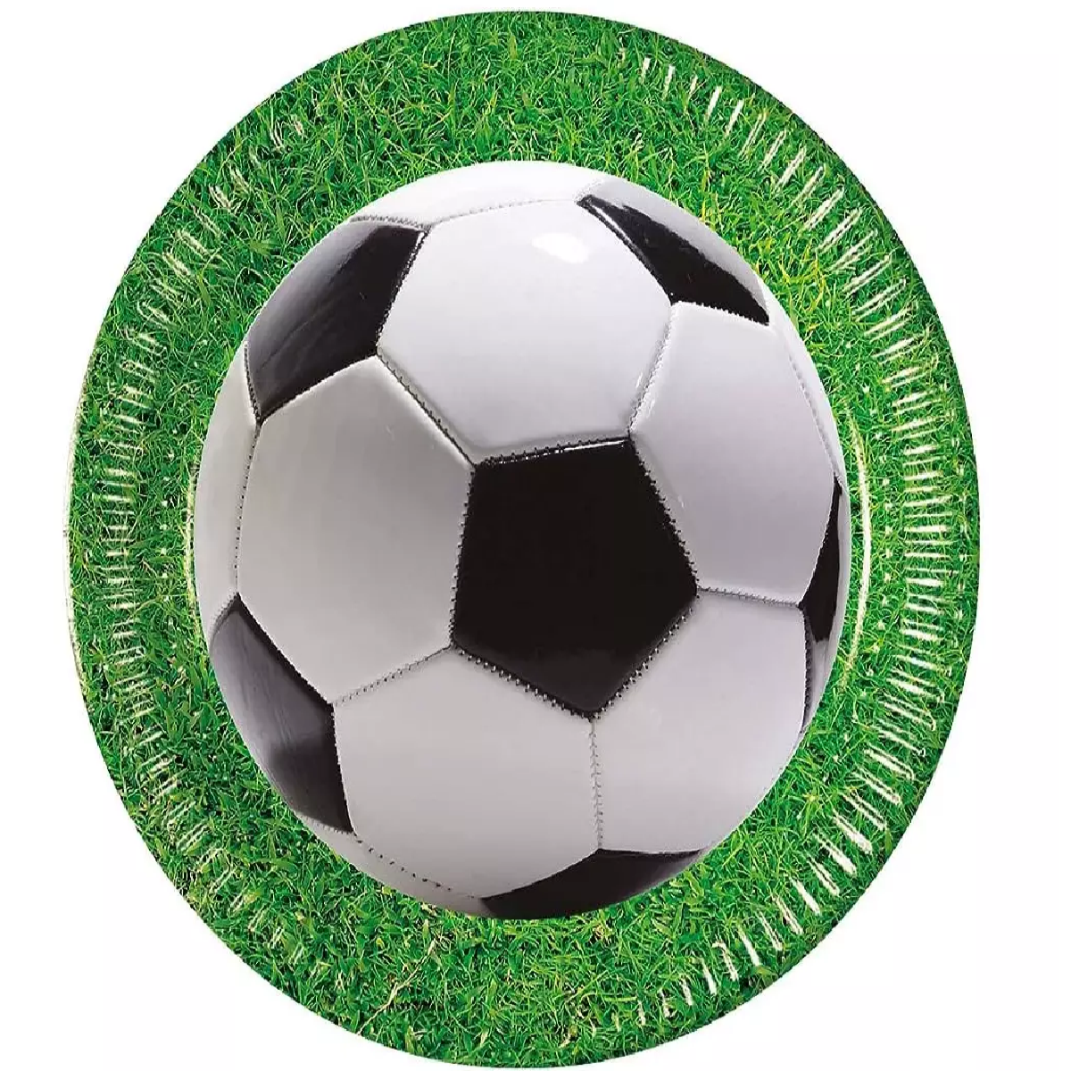 Football Disposable Plates featuring a soccer ball design, perfect for sports-themed parties and birthdays.