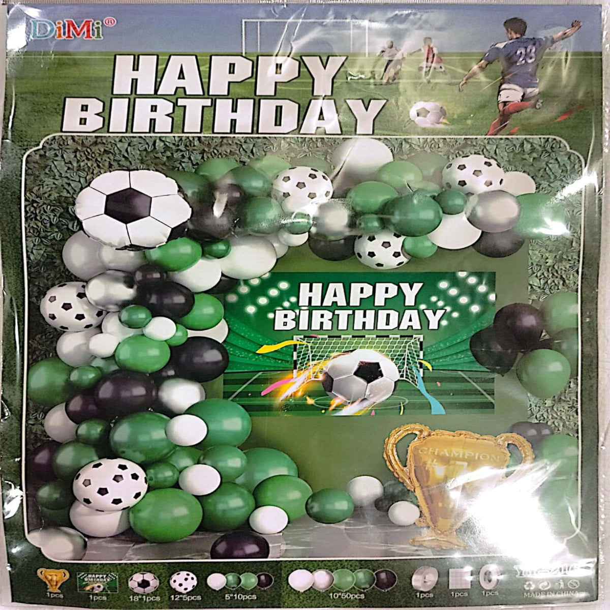 football theme birthday balloon decoration kit happy birthday banner soccer balloons trophy foil balloon kids party decoration