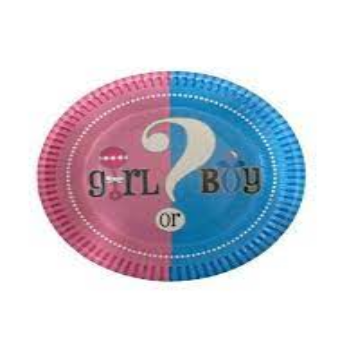 Gender Reveal Disposable Plates in pink & blue design, perfect for baby showers and gender reveal parties.