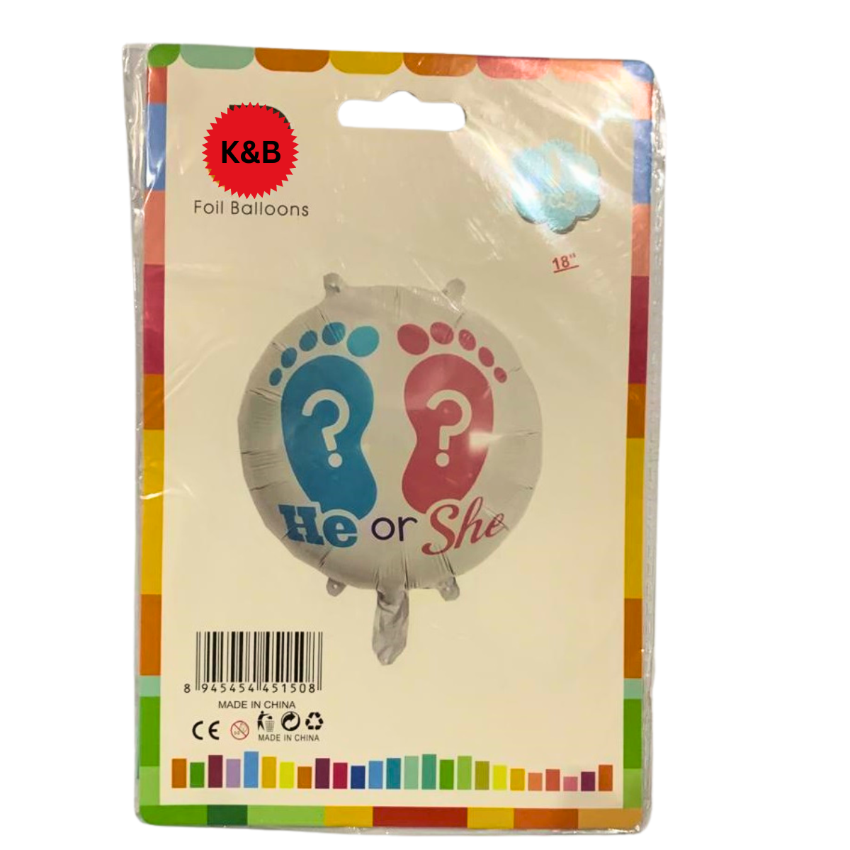 Gender Reveal Foil Balloon Set featuring Question Mark, "It's A Boy" and "It's A Girl" Balloons