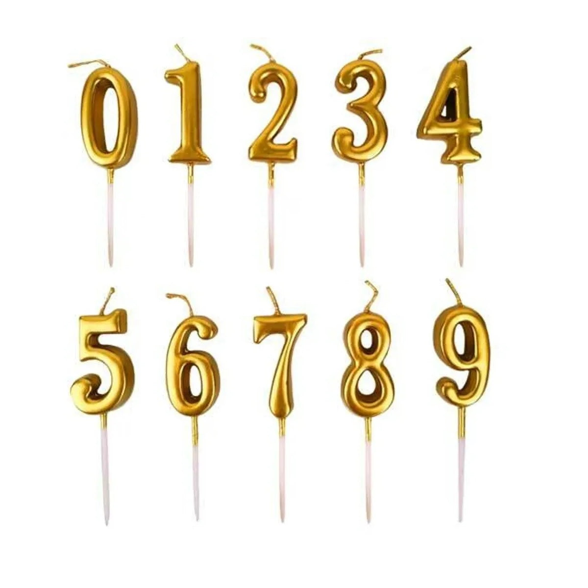 Golden Cake Number Candle - Elegant Birthday Cake Decoration