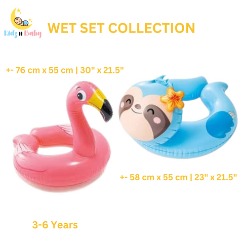 Intex Flamingo and Sloth Animal Split Ring Floats for Pool Fun