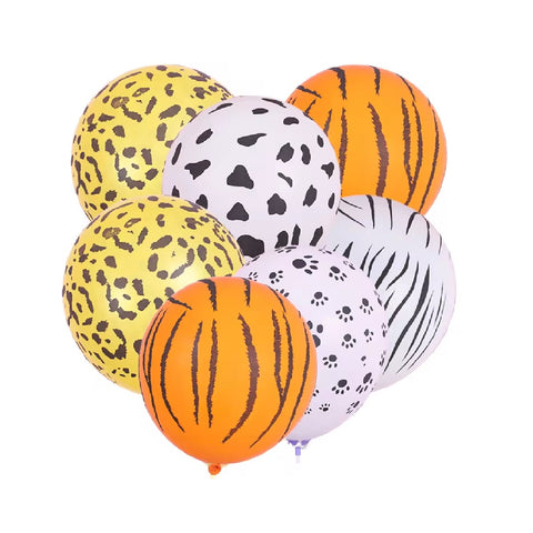 Jungle Theme Latex Balloons - 15 Pieces with vibrant animal prints