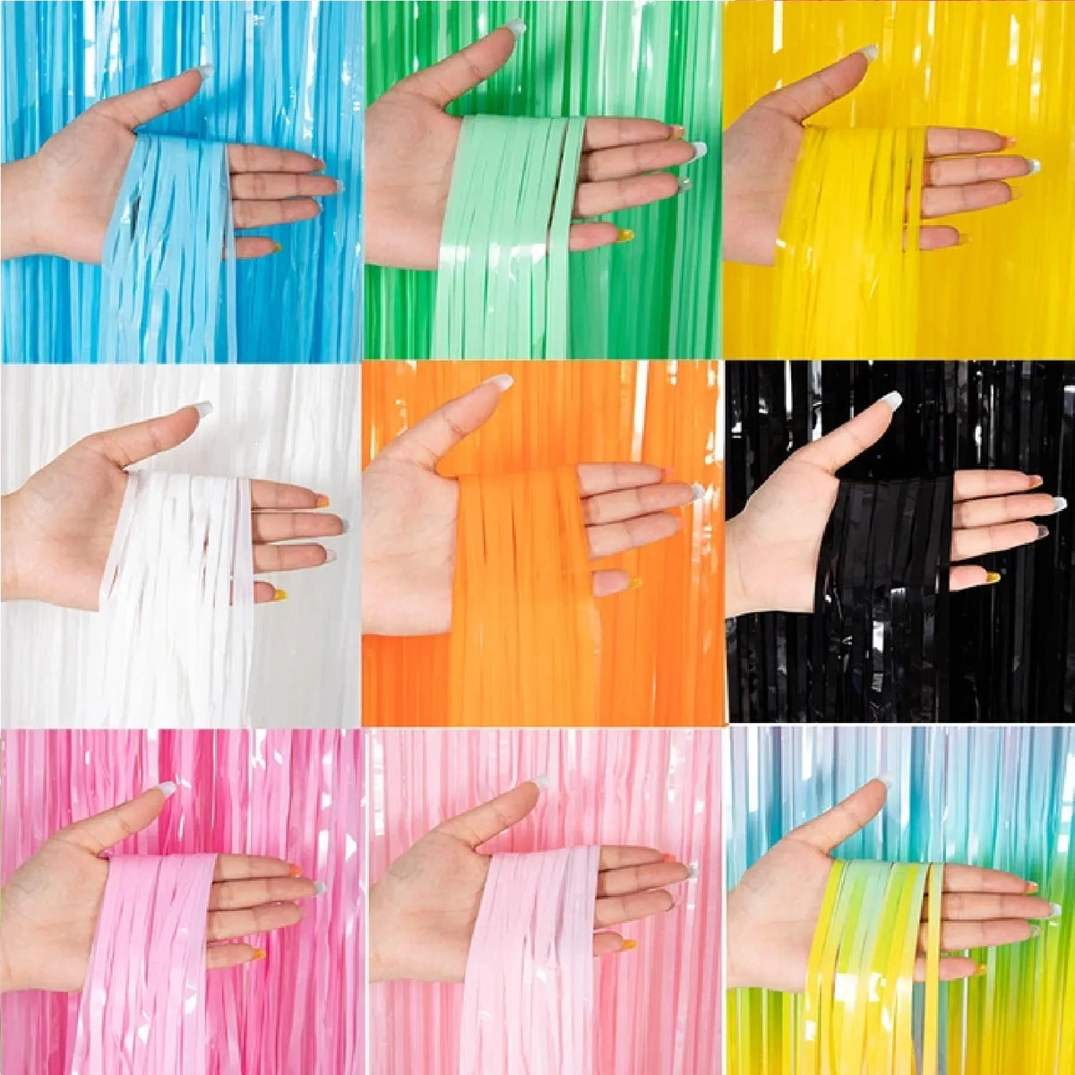 Macron Foil Fringe Curtain Pastel Party Backdrop Decoration