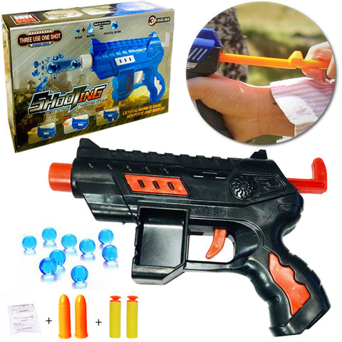 3 in 1 Mini Shooting Toy Gun with Water Bullets and Nerf Darts