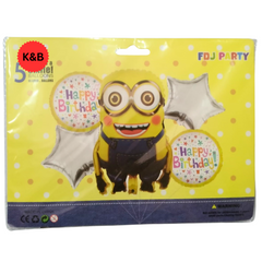 Minion Theme Party Combo Set - 5 Pcs Foil Helium Latex Balloons