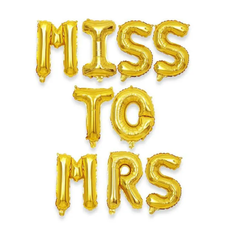 MISS TO MRS Alphabet Foil Balloons Set for Bridal Shower Decoration