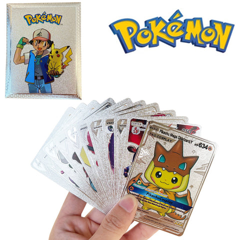 10 Pcs Pokemon Silver Foil Cards Pack - English TCG for Fans Collection