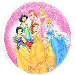 Princess Disposable Plates featuring classic princesses, perfect for fairy tale and Disney-themed birthday parties.

