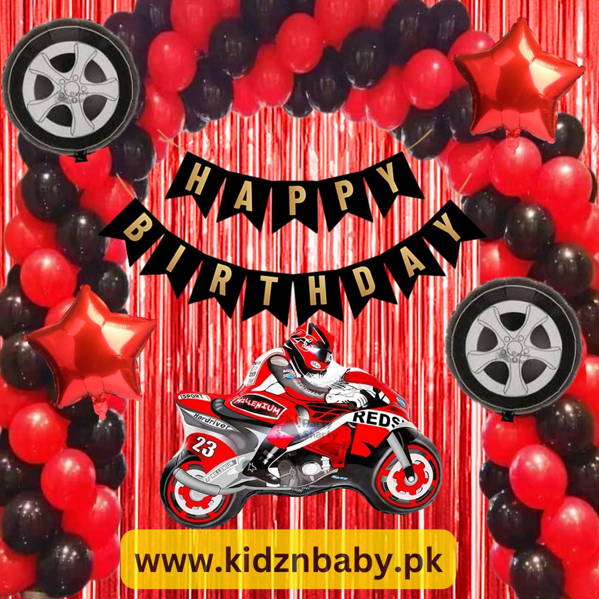 Red Racing Bike Theme Combo Set for Birthday Boy and Baby Shower